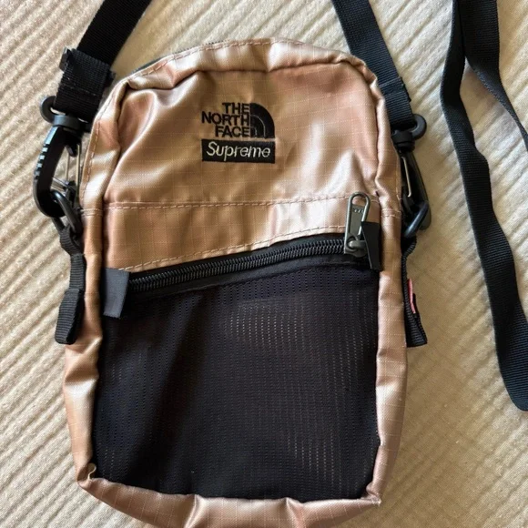 north face x supreme | rose gold metallic shoulder crossbody shoulder bag - Picture 3 of 9